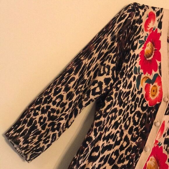 ny collection Leopard & Floral Print Cardigan - SM - Picture 6 of 12